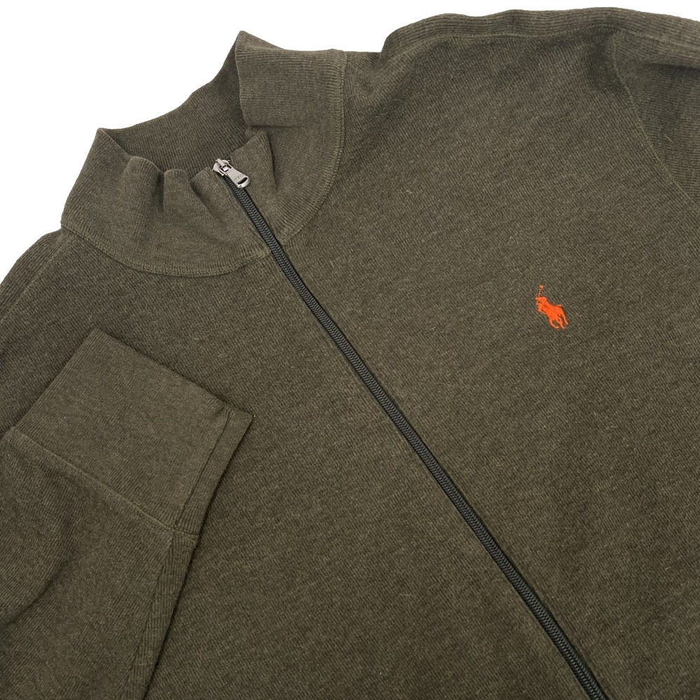 POLO RALPH LAUREN Performance Men's Size XL Olive Green Full-Zip Knit Sweater